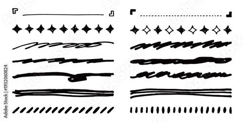 注目を集める手描き強調ライン・あしらい素材