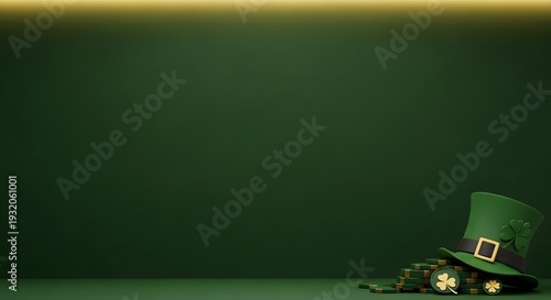 St Patrick’s Day Leprechaun Hat with Gold Coins Background
