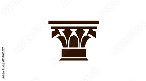 A dark brown classical column with a detailed capital and base, isolated on a white background
