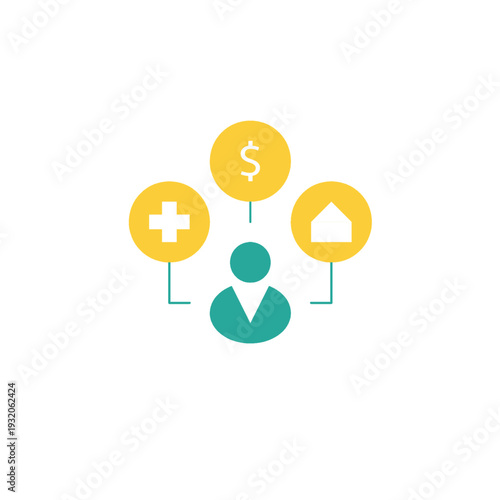 Employee benefits icon for staff welfare, compensation package, and HR support service.