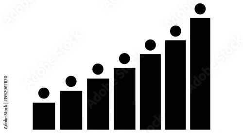 Simple black and white illustration of a bar graph with circular markers