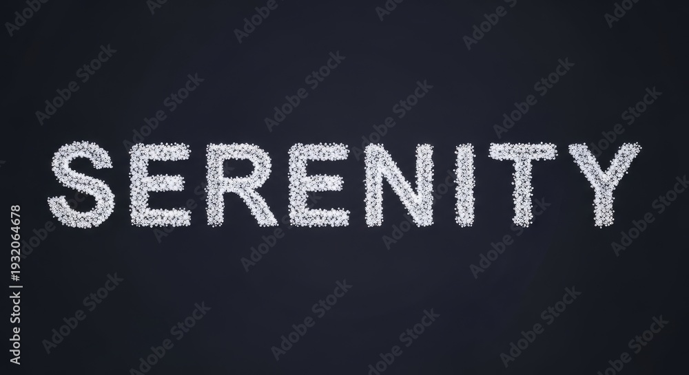 Obraz premium Serenity Chalkboard Text Concept for Wellness and Mindfulness Advertising