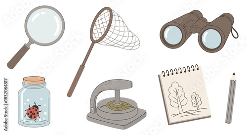 Nature exploration tools and equipment are essential for outdoor adventures and scientific discovery, perfect for children learning about the environment.