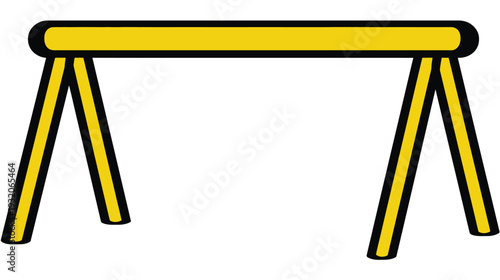 A yellow and black construction sawhorse illustration on a white background