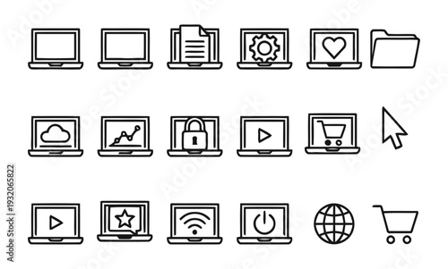 Set of 20 computer and technology icons vector