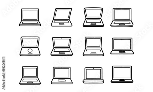 Set of 12 laptop icons vector