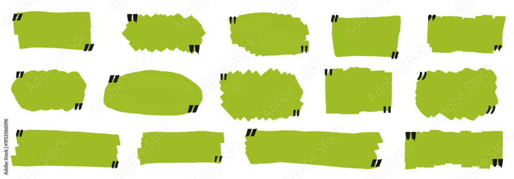 Obraz premium A collection of green textured quote boxes and speech bubbles on a white background for design