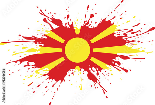 Schilderij op canvas North Macedonia Flag With Artistic Paint Splash Effect