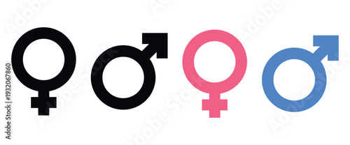 male and female gender symbols are black and multicolored
