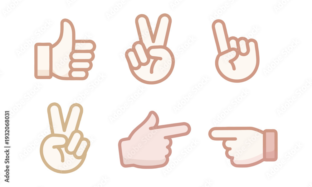 Fototapeta premium Set of 6 hand gesture icons vector