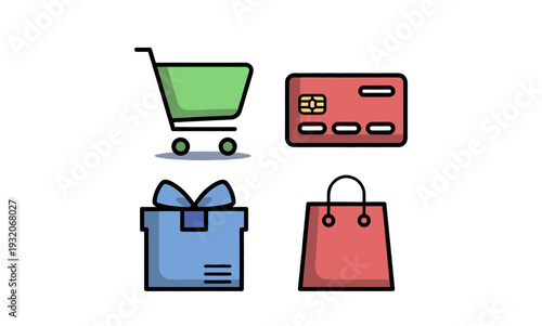 Set of 4 e-commerce icons vector