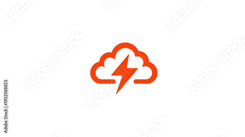 A stylized orange cloud containing a lightning bolt centered on a plain white background