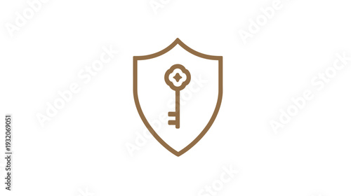 A shield icon with a key in the center, a symbol of protection and security