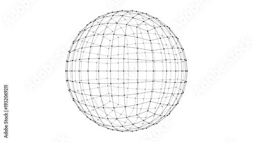 Abstract wireframe sphere. Dots connected by lines. Technology abstract background. Minimalist mesh backdrop. Abstract polygonal shape.