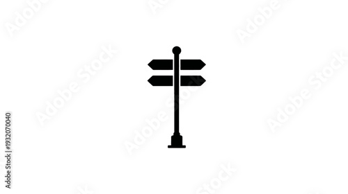 A black and white illustration of a directional signpost with four arrow-shaped indicators