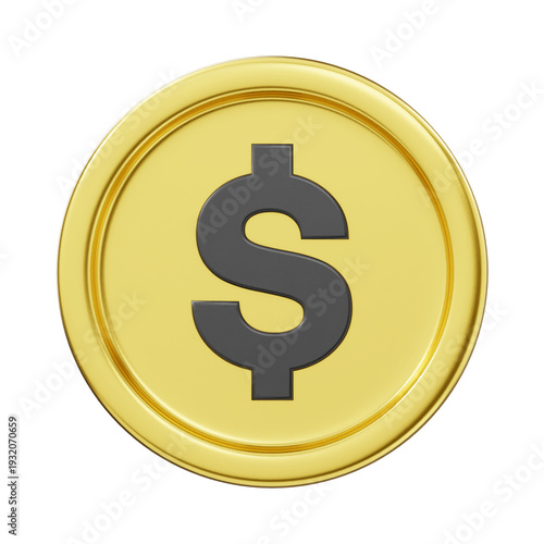 3d icon of a gold coin with a black dollar sign