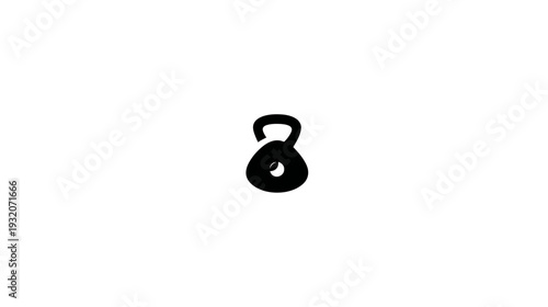 A simple, black illustration of a kettlebell centered on a white background, minimal design
