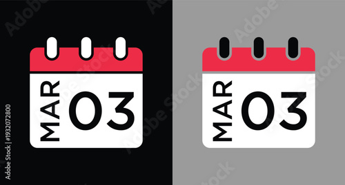 calendar - March 3 icon illustration isolated vector sign symbol