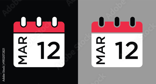 calendar - March 12 icon illustration isolated vector sign symbol