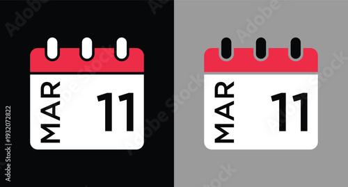 calendar - March 11 icon illustration isolated vector sign symbol