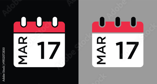 calendar - March 17 icon illustration isolated vector sign symbol