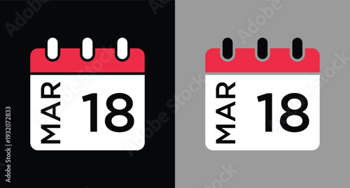 calendar - March 18 icon illustration isolated vector sign symbol