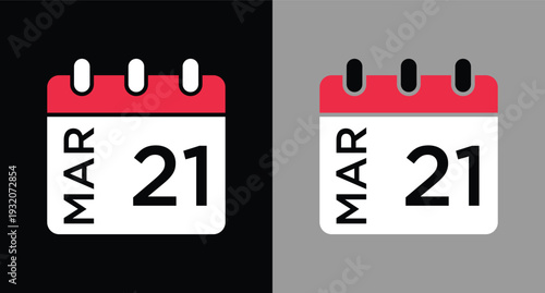 calendar - March 21 icon illustration isolated vector sign symbol