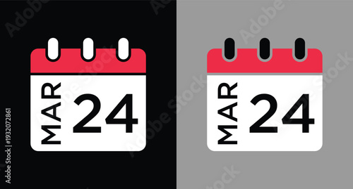 calendar - March 24 icon illustration isolated vector sign symbol