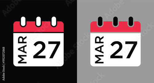 calendar - March 27 icon illustration isolated vector sign symbol