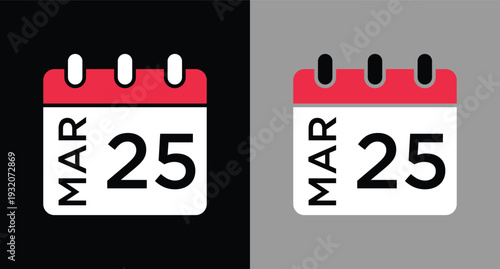 calendar - March 25 icon illustration isolated vector sign symbol