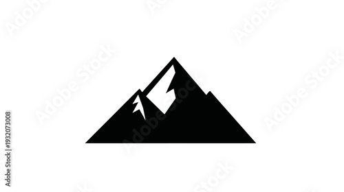 A simple, black-and-white graphic of a mountain range silhouette on a plain white background