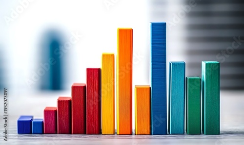 Colorful 3D Bar Chart Representing Business Growth and Financial Success