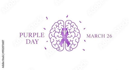 Purple Day Epilepsy Awareness Brain Illustration.
