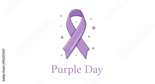Purple Ribbon Awareness Symbol Illustration Design.