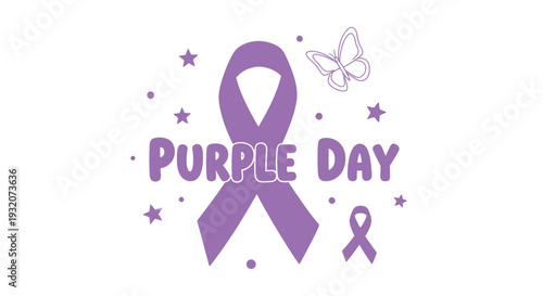 Purple Ribbon Epilepsy Awareness Symbol Illustration.