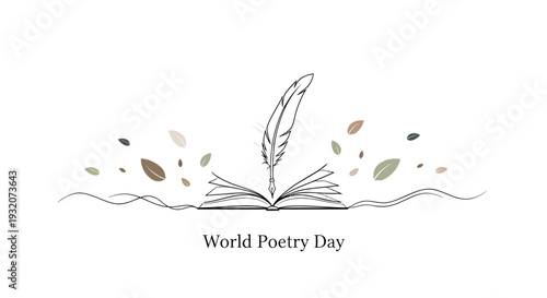 Quill Pen on Open Book Illustration.