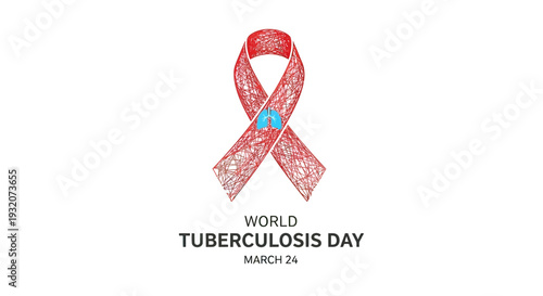 Red Ribbon Symbolizing Tuberculosis Awareness Campaign 1.