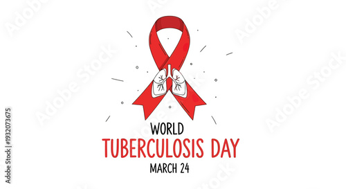 Red Ribbon Symbolizing World Tuberculosis Awareness.