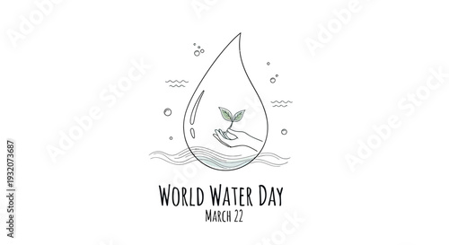 Water Drop Illustration for World Water Day.