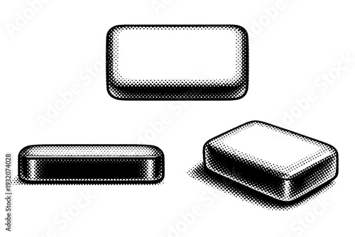 Soap bar A classic rectangular soap bar depicted as a single object, shown from top, side, and three-quarter views with smooth edges and realistic thickness.