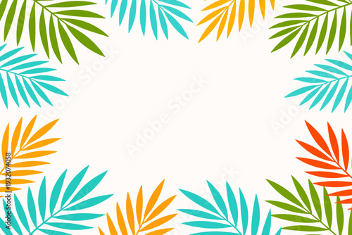 Borde tropical colorido con palmas