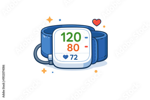 Health monitoring devices shown through a blood pressure cuff wrapped around a clean numeric display, symbolizing routine measurement and preventive care at