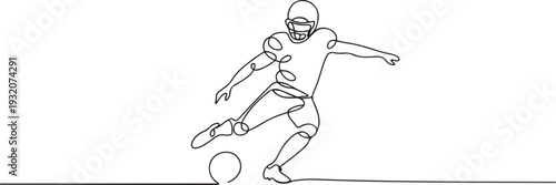 One continuous line drawing of Football sports vector illustration. Football sports design in simple linear continuous style vector concept. one line Icon drawing