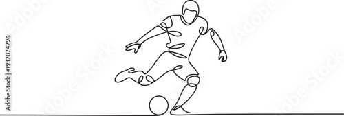 One continuous line drawing of Football sports vector illustration. Football sports design in simple linear continuous style vector concept. one line Icon drawing