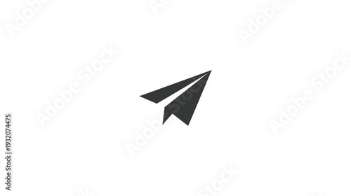 A single paper airplane icon in dark gray on a clean white background