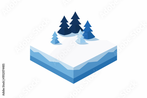 Plataforma flotante con árboles de invierno