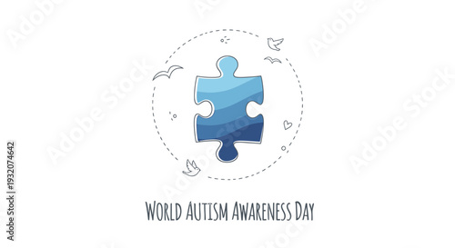 Blue Puzzle Piece Autism Awareness Symbol.