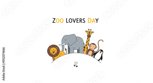 Cartoon Animals at the Zoo Together.