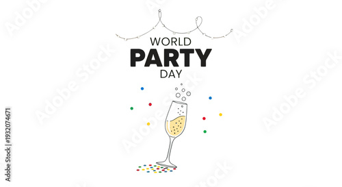 Champagne Glass Celebration World Party Day.