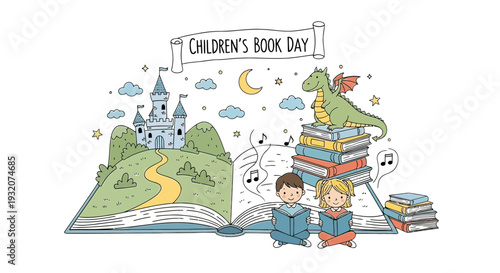 Children Reading Books with Fantasy Elements.